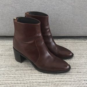 Minelli brown leather booties made in Portugal